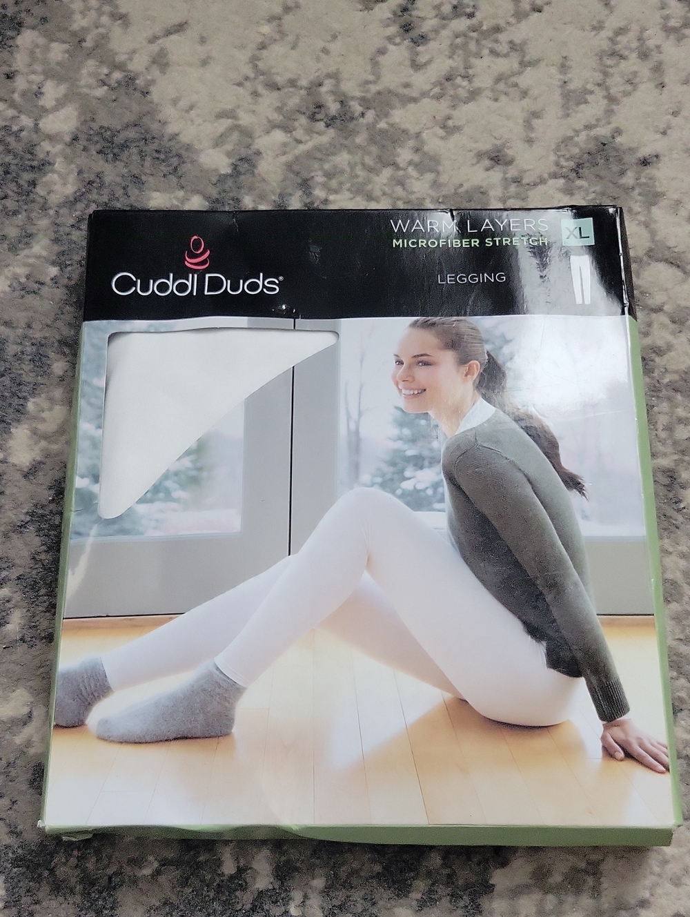 Cuddl Duds White Microfiber Stretch Leggings - Warm Layers